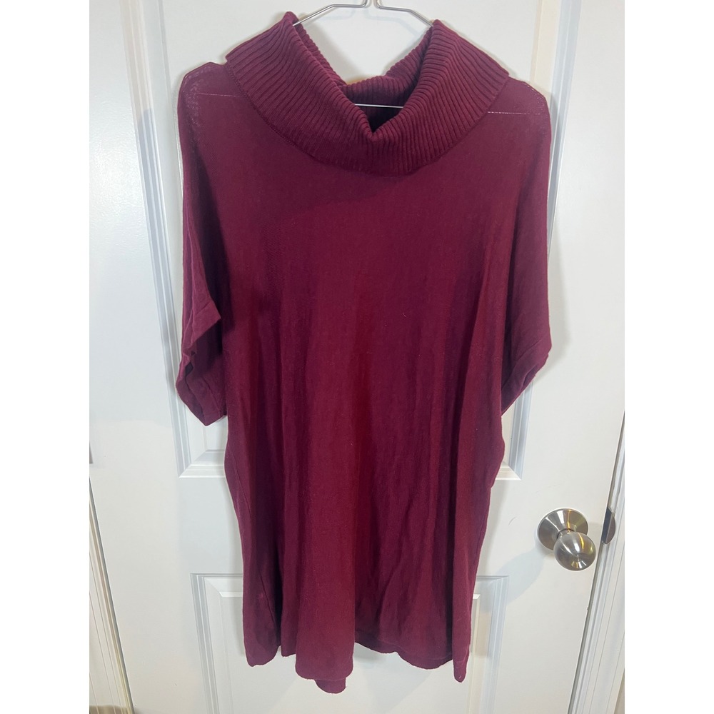 Vince Camuto Womens Cowl Neck Tunic Sweater Burgundy L